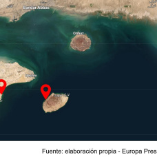 Imagen aérea del Estrecho de Ormuz