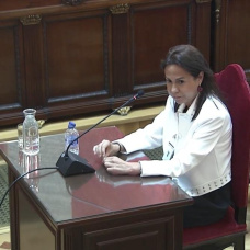 La expresidenta de Adif Isabel Pardo de Vera durante su declaración como testigo en el Tribunal Supremo en el juicio de las mascarillas.