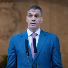 Pedro Sánchez, en una de sus últimas comparecencias públicas