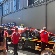 El Ferrari de Hamilton tras su accidente en el GP de Madring
