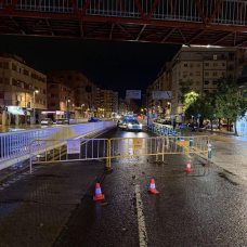 Imagen del túnel General Avilés con Pesset Aleixandre cortado por las lluvias registradas este miércoles 17 de septiembre en Valencia