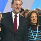 La deportista Marta Domínguez junto a Mariano Rajoy y Maria Dolores de Cospedal.