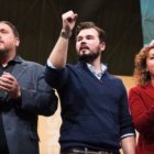 Rufián, junto a Oriol Junqueras, y Ester Capella, nueva consejera de Justicia de Cataluña.