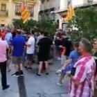 Los taxistas de Valencia ante el Palau de la Generalitat