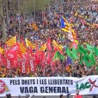 La cabecera de la marcha independentista.