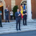 Pedro Sánchez, este viernes en el minuto de silencio que ha acabado con los diez días de luto oficial.