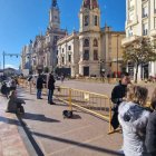 Plaza del Ayuntamiento de Valencia a las 11 de la mañana.