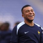 Mbappé, en el último entrenamiento de la selección francesa previo a su partido de cuartos de final de la Eurocopa.