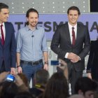 Los cuatro "púgiles" antes del debate.