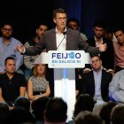 El presidente de la Xunta, Alberto Nuñez Feijóo, en un acto de la campaña