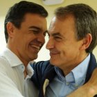 Sánchez y Zapatero, antes de un mitin en mayo de 2016