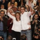 Susana Díaz y Eduardo Madina en un acto de la campaña de las primarias.