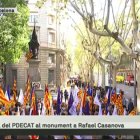 El plano de TV3 durante la ofrenda floral  del PDeCAT al monumento de Rafael Casanova.