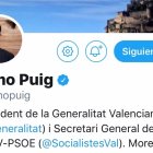 La mujer de Puig toma la palabra en twitter para defender al Consell