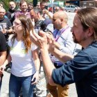 Iglesias, este miércoles en Vigo en un acto de campaña con empleados de Citroén.