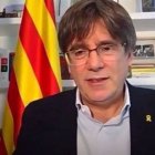 Puigdemont, en una de sus conferencias a distancia