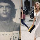 Yolanda Díaz con una foto del Che Guevara y luego de ministra