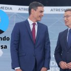 Pedro Sánchez y Alberto Núñez Feijóo antes de su cara a cara en Antena 3.