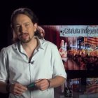 Pablo Iglesias presentando el programa sobre Cataluña.