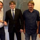 Puigdemont, el mes pasado en Madrid con Iglesias y otros miembros de Podemos