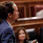 Pablo Iglesias, este miércoles en el Congreso.