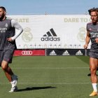 Benzema y Modric, en el primer entrenamiento de pretemporada del Real Madrid.