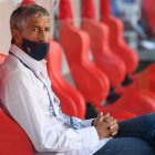 Quique Setién, antes de uno de sus últimos partidos como entrenador del FC Barcelona.