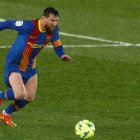 Messi, bajo la lluvia, en el clásico del pasado sábado.