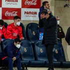 Simeone, lamentándose en un momento del partido del Atlético frente al Villarreal.