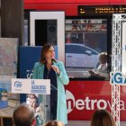 María José Catalá en un acto en la parada de metro de Tossal del Rei