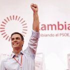 Pedro Sánchez, el día que fue nombrado secretario general del PSOE, de cuya fecha se cumplen ahora diez años.