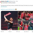 Así felicitó a sus jugadores el Athletic Club.