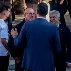 Pedro Rocha y Luis de la Fuente, en el encuentro de este lunes con Sánchez en Moncloa.