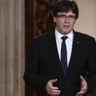 Puigdemont durante su mensaje televisado.