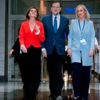 Cospedal, Rajoy y Cifuentes en el Congreso del PP madrileño a principios de año