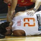 Sergio Llull, en el momento de lesionarse gravemente.