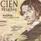 Un billete de cien pesetas con el retrato de Gustavo Adolfo Bécquer