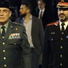 El jefe de los Mossos, Ferran López, en el funeral del fiscal general Maza, en una fotografía difundida por La Vanguardia