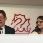 Ximo Puig y Mónica Oltra durante la rueda de prensa de balance de sus tres años de gobierno