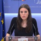 Irene Montero durante la rueda de prensa.