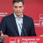 Pedro Sánchez durante la rueda de prensa.