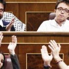 Errejón, junto a Mayoral, Montero e Iglesias en el Congreso