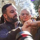 Santiago Abascal, este miércoles en la protesta de los agricultores y ganaderos contra el Gobierno.