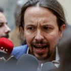 Pablo Iglesias, este martes en el Senado.