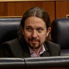 Pablo Iglesias en la sesión de este miércoles en el Congreso