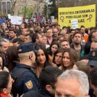 Begoña Villacís, este domingo, expulsada de la marcha del 8-M.