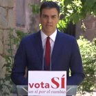 Pedro Sánchez durante aquella comparecencia en la que pidió la dimisión del ministro.