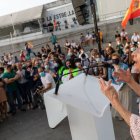 La abuela de Santiago Abascal durante el mitin de Vigo.