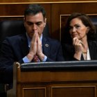 Pedro Sánchez y Carmen Calvo en una imagen de archivo del Congreso de los Diputados