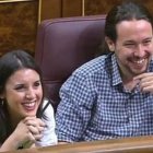 Pablo Iglesias e Irene Montero, en el Congreso